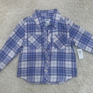 Old Navy Blue & White Plaid Button-Down Shirt